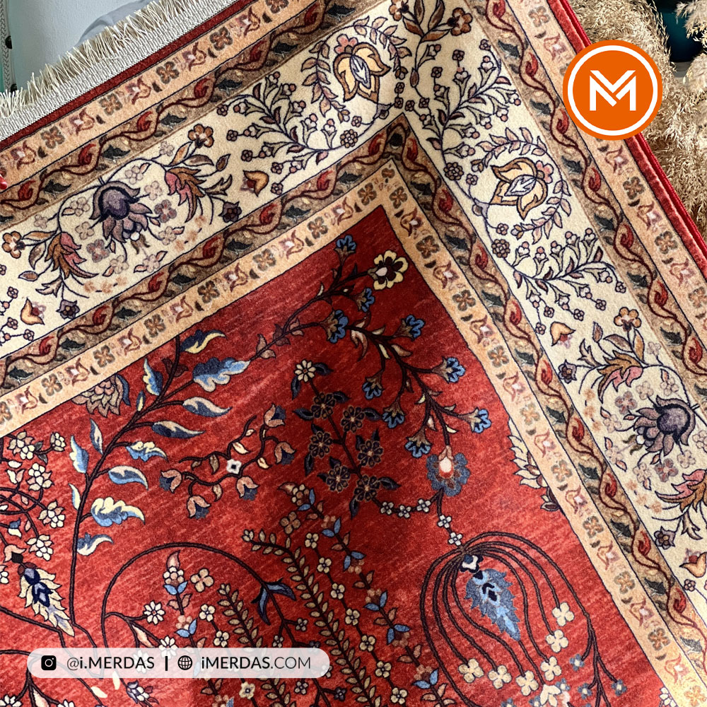 فرش کهنه نما کد 100352 زمینه لاکی